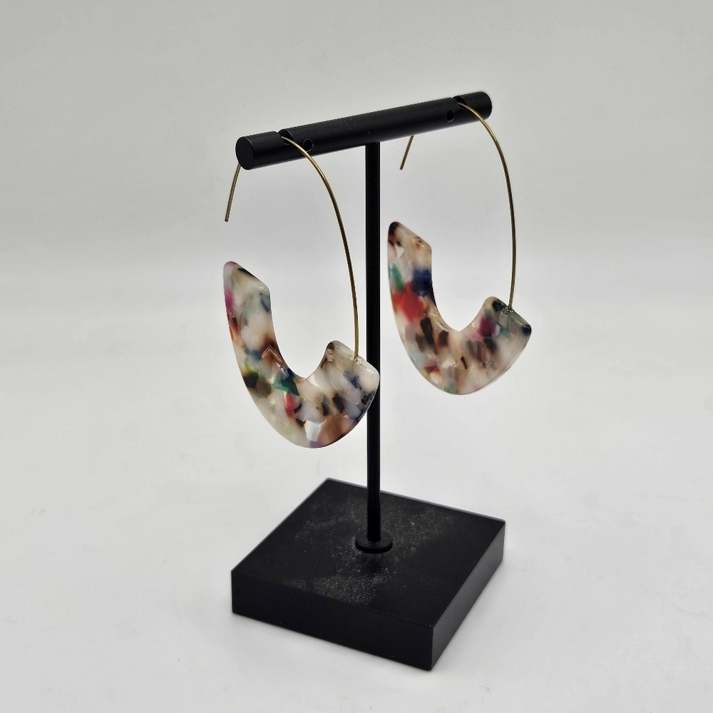 threader earrings with multicolor crescent new in bag
